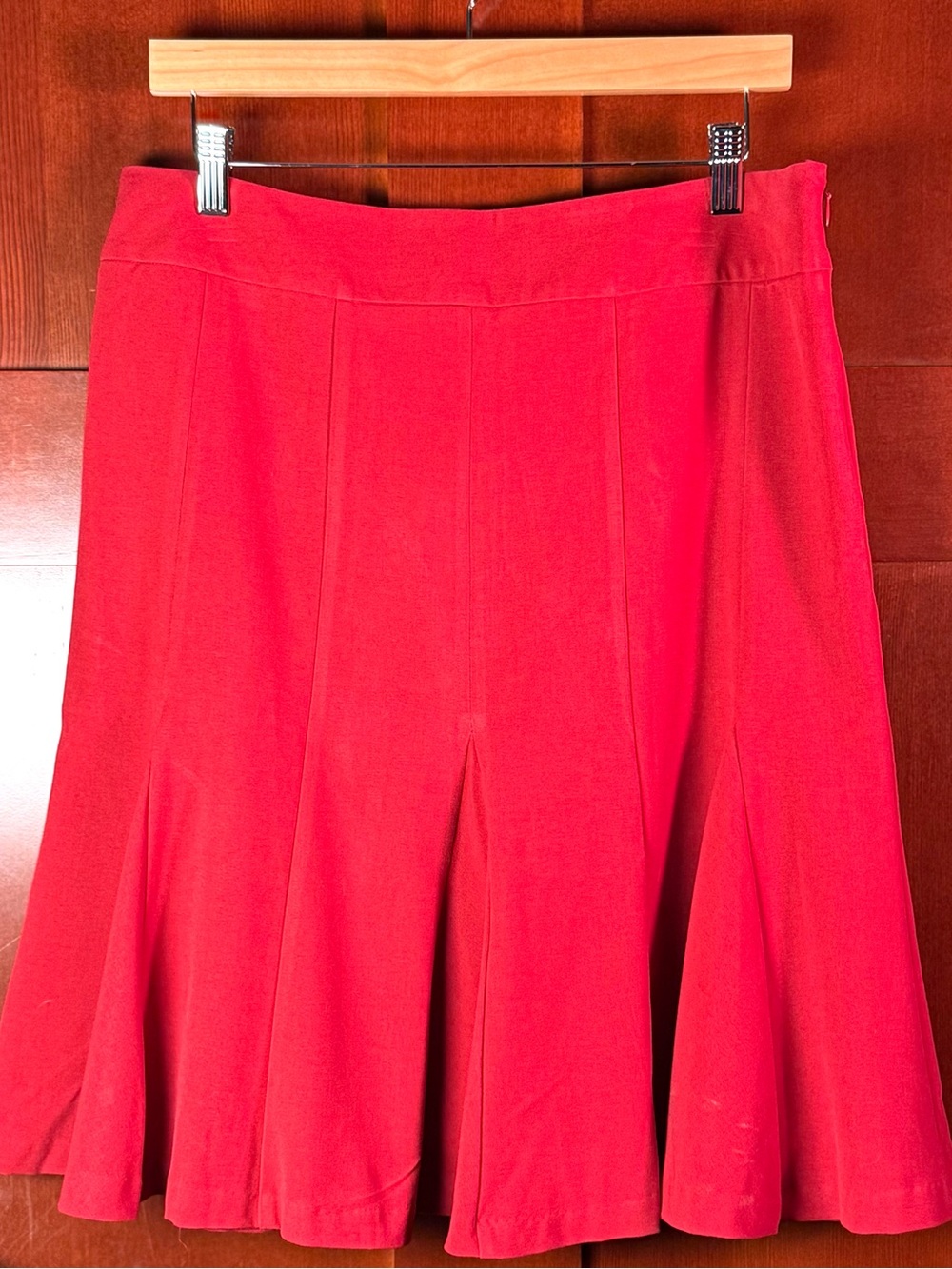 Apostrophe Stretch Red Fit & Flare Godet Skirt Size 10